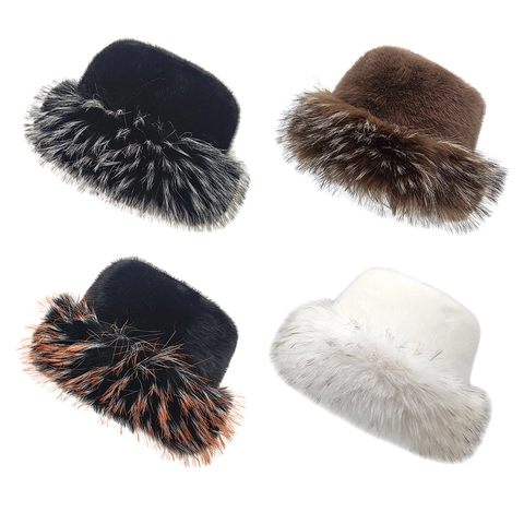 Cappello Alla Pescatora In Pelliccia Sintetica Inverno Caldo Spesso Peluche Elegante Per Donna