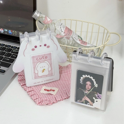 Mini Photocard Holder Binder Cute Cartoon Animal PVC Standing Desktop Loose Leaf Card Album For Photo Storage Desk Decor