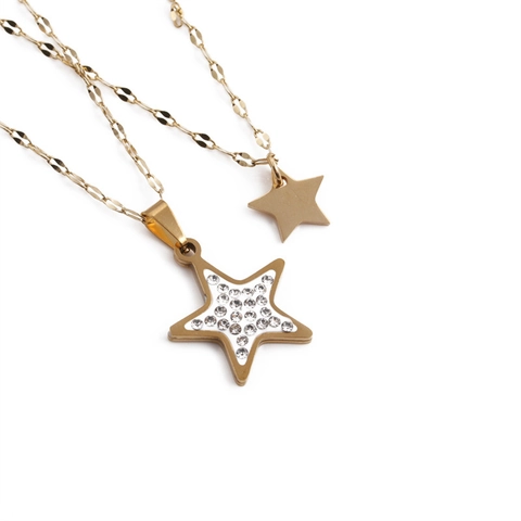 Collier Pendentif Étoile En Acier Inoxydable Avec Strass Étincelants Bijoux Minimalistes Élégants Pour Femmes Chaîne À Lèvres