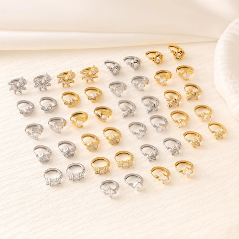Pendientes Huggie Hoop De Acero Inoxidable Baño Oro 18K Circón Geométrico Corazón Mariposa Joyería Para Mujer