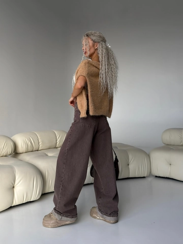 Jeans Micro Flare A Vita Bassa Da Donna Retro Americano Denim Marrone Pantaloni Lunghi Snellenti