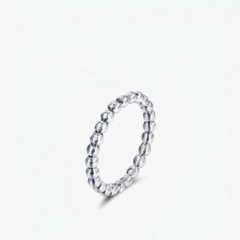 925 Sterling Silber Perlenring Für Damen Minimalistisch Poliert Stapelbar Geometrisch Rund Kugel Schmuck
