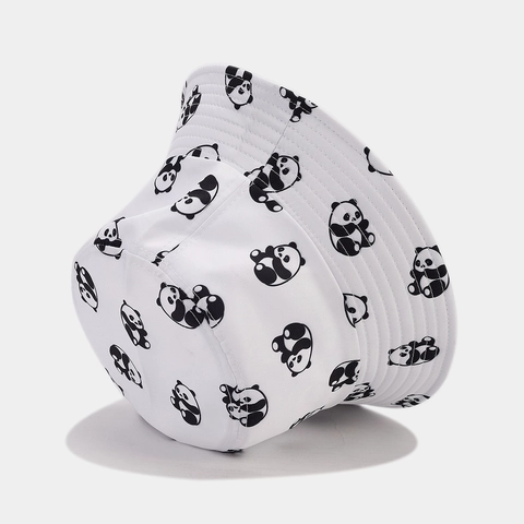 Panda Full Print Baumwolle Canvas Fischerhut Outdoor Sonnenschutz Casual Breitkrempige Kappe Unisex