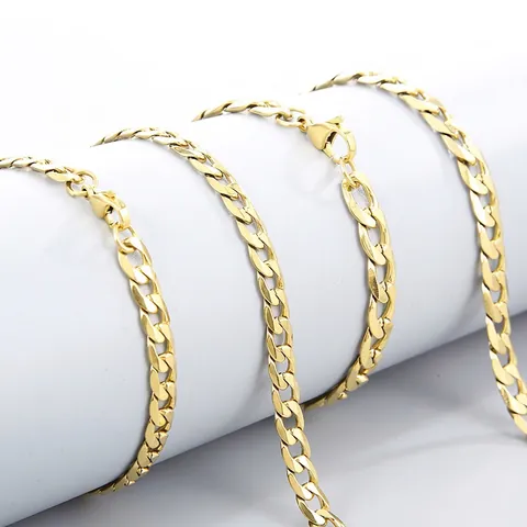 Curb Chain Necklace Stainless Steel Gold Plated Flat Link Minimalist Hip Hop Jewelry For Men Women