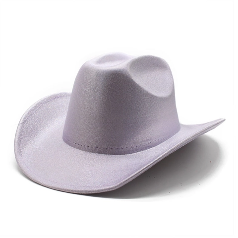 Western Cowboy Hat Sparkly Glitter Shiny Sequin Wide Brim For Party Halloween Stage Performance Costume Unisex