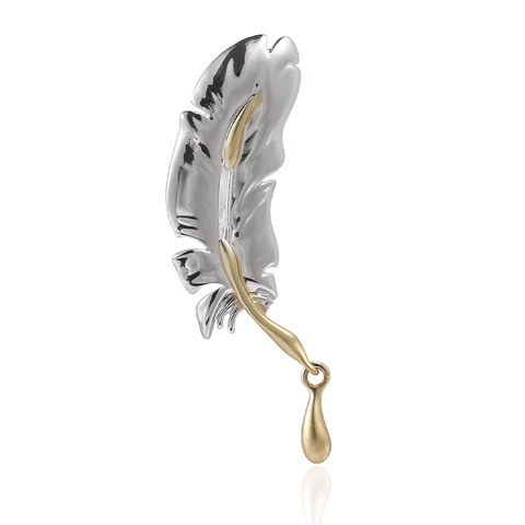 Mode Veer Speld Legering Tweekleurig Zilver Goud Met Traanhanger Voor Pak Reversspeld Unisex