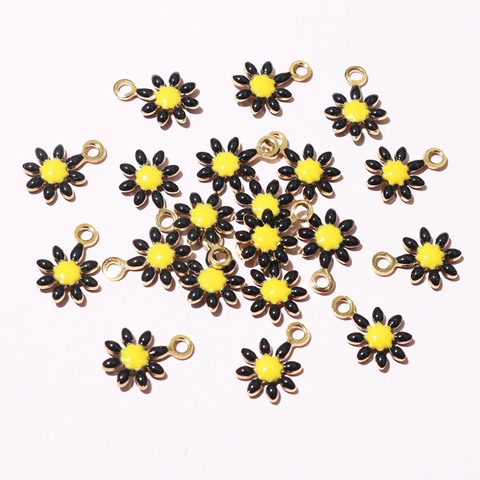 Daisy Flower Charms Stainless Steel Gold Plated Enamel Tiny Colorful For DIY Jewelry Making Earrings Bracelet