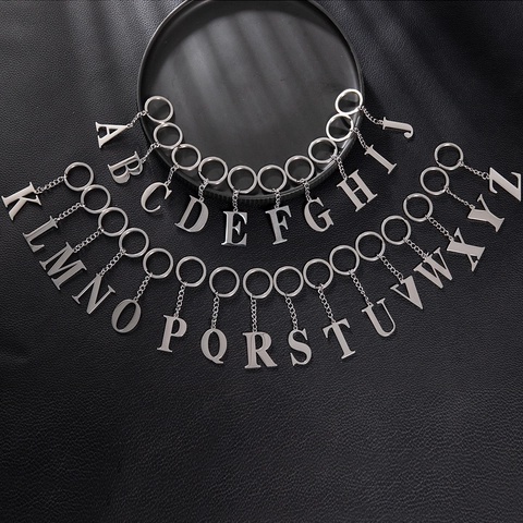 Edelstahl Alphabet Buchstabe Schlüsselanhänger Großbuchstabe Initialen Anhänger Poliert Rostfrei Schlüsselring Für Herren Damen
