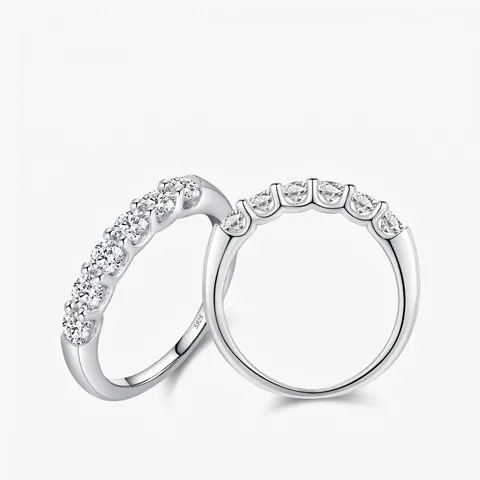 925 Sterling Silber Moissanit Bandring Elegant Strahlend D Farbe VVS1 Reinheit Ewigkeit Hochzeit Schmuck Für Damen