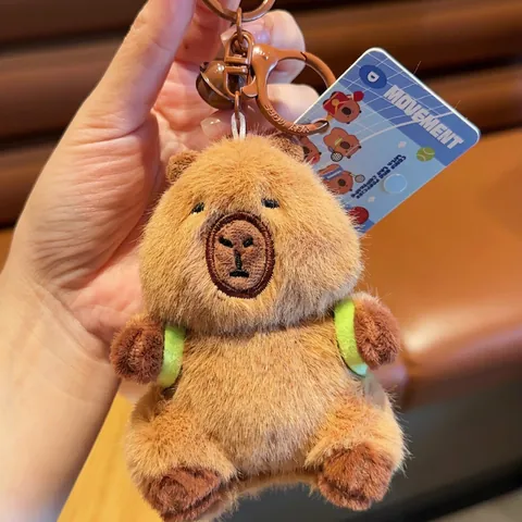 Porteclés In Peluche Capibara Simpatico Pendente Animale Con Mini Zaino Sportivo Giocattolo Morbido