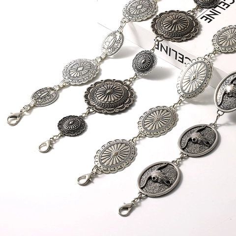 Metal Waist Chain Belt Vintage Bohemian Adjustable Alloy Sunflower Butterfly Charm Link Body Jewelry For Women