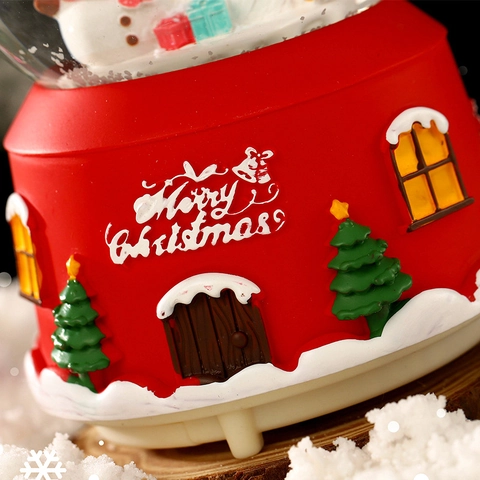 Bola De Nieve De Navidad Caja De Música Con Luces LED Y Nieve A La Deriva Resina Vidrio Adorno De Escritorio Regalo