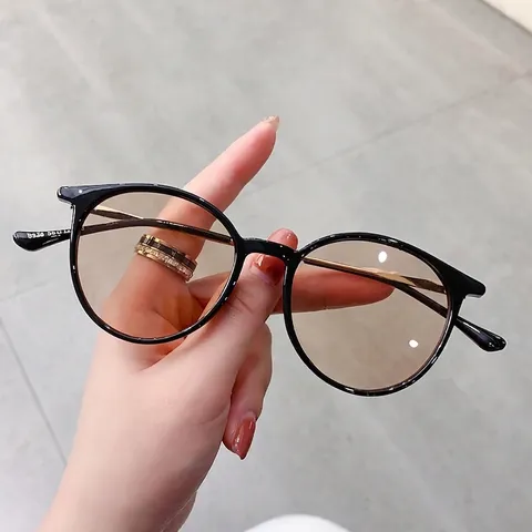 Vintage Round Frame Anti Blue Light Glasses Women Men Retro Metal Temple Lightweight Optical Eyewear