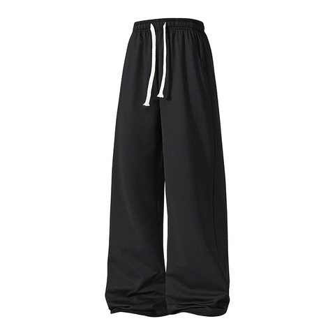 Pantaloni Sportivi Casual Da Uomo Gamba Larga Dritti Larghi Coulisse Vita Elastica Sport Colore Solido Traspirante