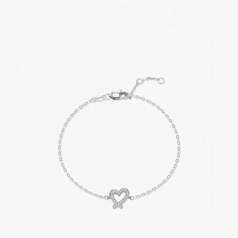 Pulsera De Corazón Moissanite Plata De Ley 925 Color D VVS1 Cadena Ajustable Joyería Romántica Dulce Para Mujeres