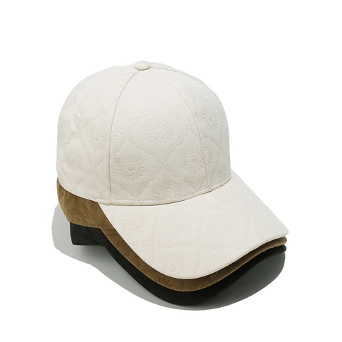 Polyester Baseball Cap Sonnenblumen Steppmuster Gebogene Krempe Verstellbar Streetwear Retro Hip Hop Mode Hut