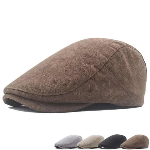 Gorra Plana Vintage Para Hombres Mujeres Ajustable Color Sólido Mezcla De Algodón Y Poliéster Estilo Británico Retro