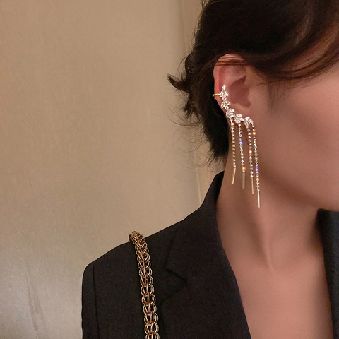 Orecchini A Nappa Foglia In Lega Zircone Strass Integrati Perno E Polsino Pendenti Per Donne Elegante
