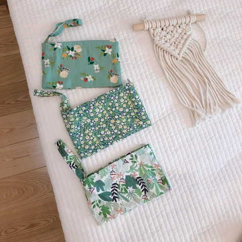 Floral Cotton Canvas Phone Bag Pouch Φερμουάρ Φορητή Τσάντα Καρπού Καθημερινή Οργάνωση Μακιγιάζ Για Γυναίκες