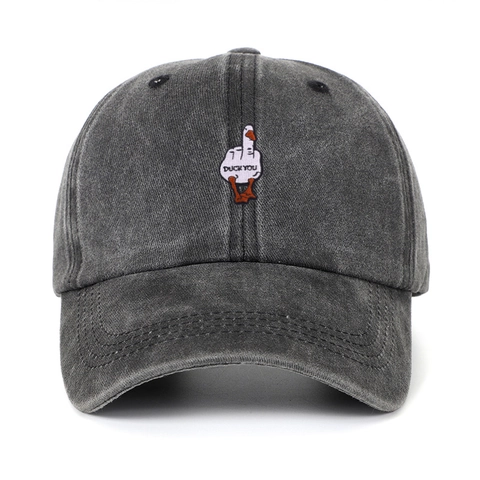Unisex Gewassen Distressed Polyester Honkbalpet Vintage Retro Streetwear Zonnehoed Met Grappige Ganzen Borduursel Duck You