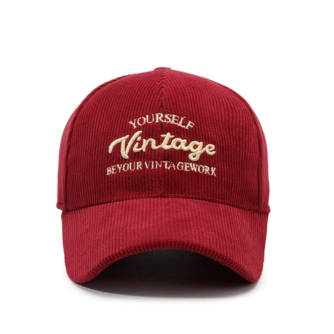 Vintage Corduroy Baseball Cap Adjustable Embroidery Letters Outdoor Casual Hat For Men Women