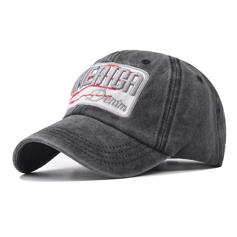Cappellino Da Baseball In Denim Di Cotone Lavato Retrò Con Ricamo America Stile Vintage Invecchiato Con Fibbia Regolabile