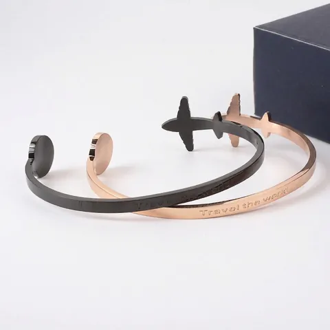 Brazalete Avión Mapa Del Mundo Acero Inoxidable Travel The World Grabado Ajustable Para Mujer Regalo De Viaje