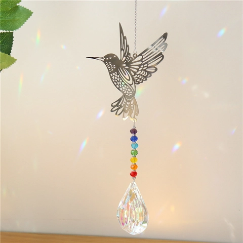 Crystal Prism Suncatcher Hanging Ornament With Metal Butterfly Tree Of Life Angel Prism Rainbow Beads For Home Garden Decor