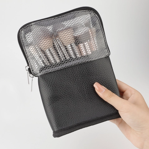 Vertikale Make-up Pinseltasche Stehend Reise Tragbar Kosmetik Organizer PU Leder Mesh Atmungsaktiv Reißverschluss Etui