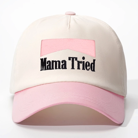 Cappello Da Baseball Ricamato Mama Tried Bicolore Colore A Contrasto Regolabile Cotone Twill Cappello Sole Vintage