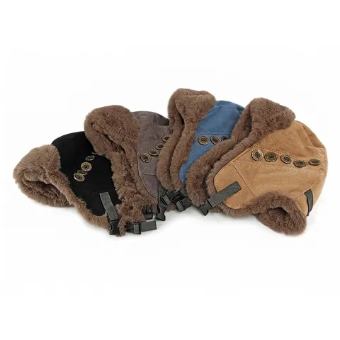 Colbacco Vintage Fodera In Pelliccia Sintetica Inverno Caldo Antivento Aviatore Con Paraorecchie Fibbia Regolabile Unisex