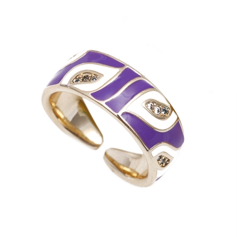 Evil Eye Verstellbarer Offener Ring Kupfer Emaille Zirkon Eingelegt Bohemian Stil Modeschmuck Für Damen