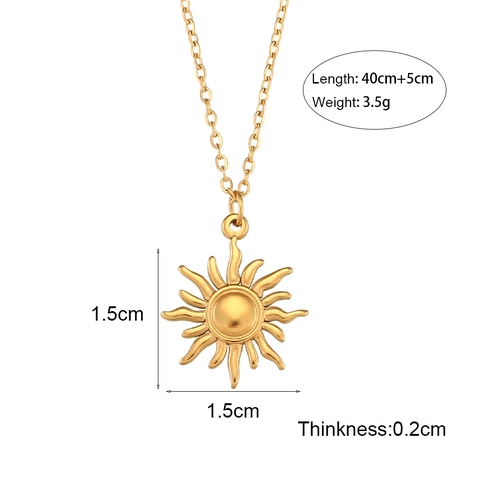 Collana Con Ciondolo In Acciaio Inossidabile Per Donna Placcato Oro 18K Sole Luna Stella Malocchio Croce Spirale Gioielli