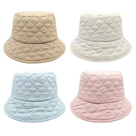 Sombrero De Pescador Acolchado Patrón Diamante Poliéster Cálido Invierno Moda Color Sólido Plegable Cortavientos