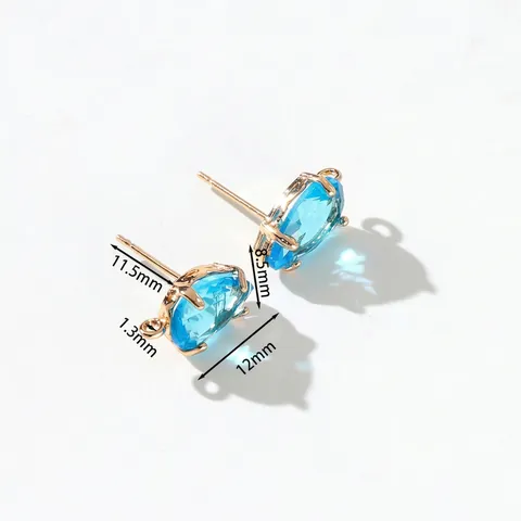 Zircon Teardrop Marquise Earring Posts With Hanging Loop 14K Gold Plated Copper DIY Earring Making Findings Components