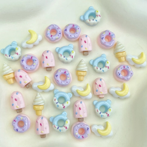 Mini Harz Charms Flatback Donut Eiscreme Eis Am Stiel Essen Cabochons DIY Handwerk Handyhülle Haarclip Scrapbooking Dekor