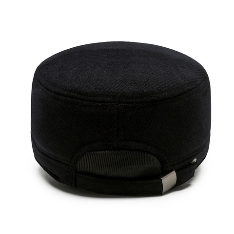 Cappello Cadet Invernale Uomo Tessuto Lana Protezione Orecchie Caldo Stile Militare Berretto Piatto Regolabile Sport