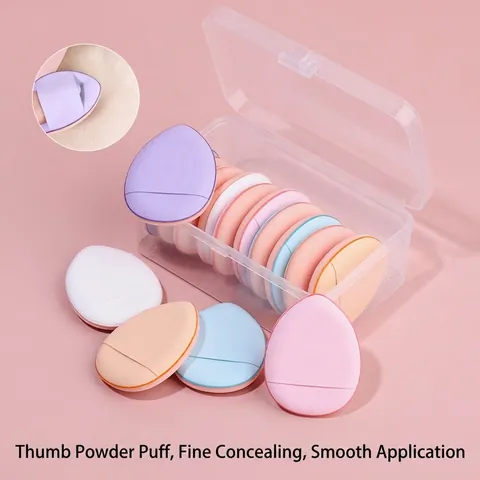Mini Finger Powder Puffs Hydrophilic Polyurethane Soft Makeup Sponges For Concealer Foundation Detail Dry Wet Dual Use