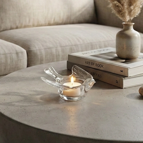 Bougeoir En Verre En Forme D'oiseau Support Décoratif Pour Chauffe-Plat Pour Ornement De Bureau Style Minimaliste