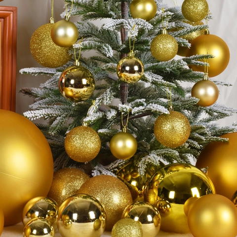 Addobbi Palline Di Natale Oro Plastica Decorazioni Festive Da Appendere All'albero Finitura Lucida Opaca Glitter Festa
