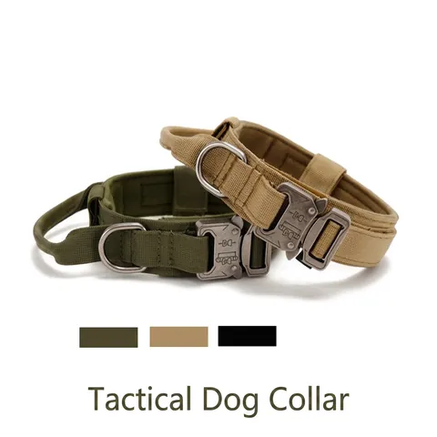 Tactical Dog Collar And Bungee Leash Heavy Duty Nylon With Metal Buckle Control Handle For Large Dogs Military Style