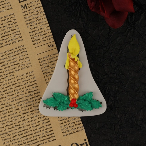 Christmas Candle Silicone Mold Spiral Twist Holly Leaf Berry Design DIY Handmade Craft Baking Tool