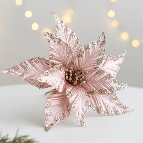 Künstliche Poinsettia Weihnachtsblume Glitzer Samtstoff Deko Blume Für Weihnachtsbaum Kranz Home Party Deko