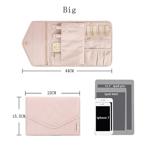 Borsa Organizzatore Gioielli da Viaggio Portatile Custodia per Gioielli Trapuntata Pieghevole per Collane Orecchini Anelli Astuccio per Gioielli Donna