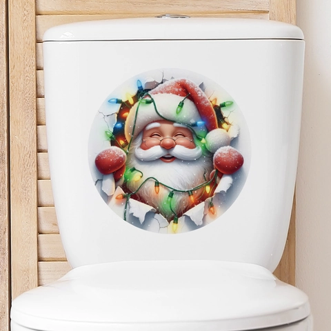 Christmas Toilet Seat Stickers 3D Santa Claus Owl Dragon Bathroom Decals Waterproof Removable PVC Holiday Home Decor