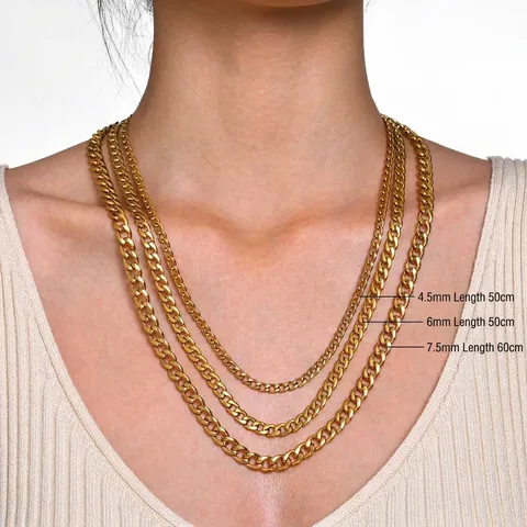 Collana A Catena Minimalista Cuban Link In Acciaio Inossidabile Placcato Sotto Vuoto Gioielli Unisex Stile Hip Hop