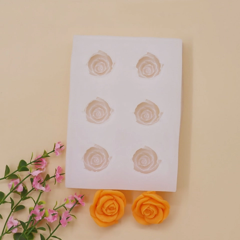 Moule en Silicone à 6 Cavités en Forme de Rose pour Décoration de Gâteaux Chocolat Pâtisserie Outil de Cuisson DIY Flexible Réutilisable Blanc