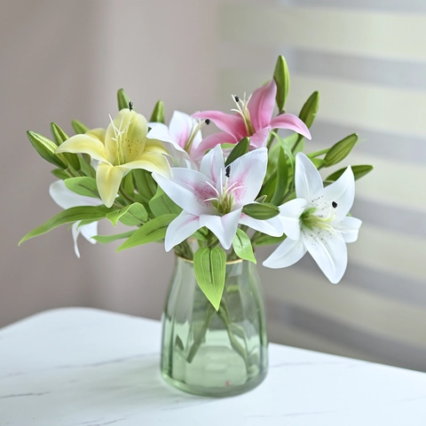 Real Touch Artificial Lily Flowers Single Stem With Buds For Home Wedding Party Table Centerpiece Decoration Aesthetic