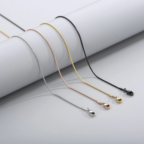 Round Snake Chain Necklace Stainless Steel 18K Gold Plated Minimalist Elegant Choker Jewelry For Women