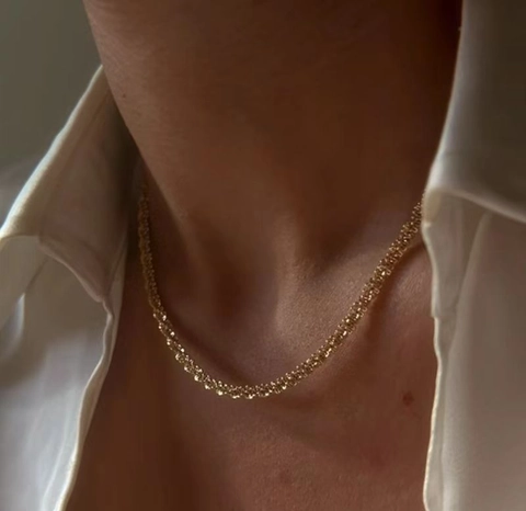 Shimmering Starry Sky Chain Necklace 18K Gold Plated Stainless Steel Minimalist Retro Clavicle Jewelry For Women